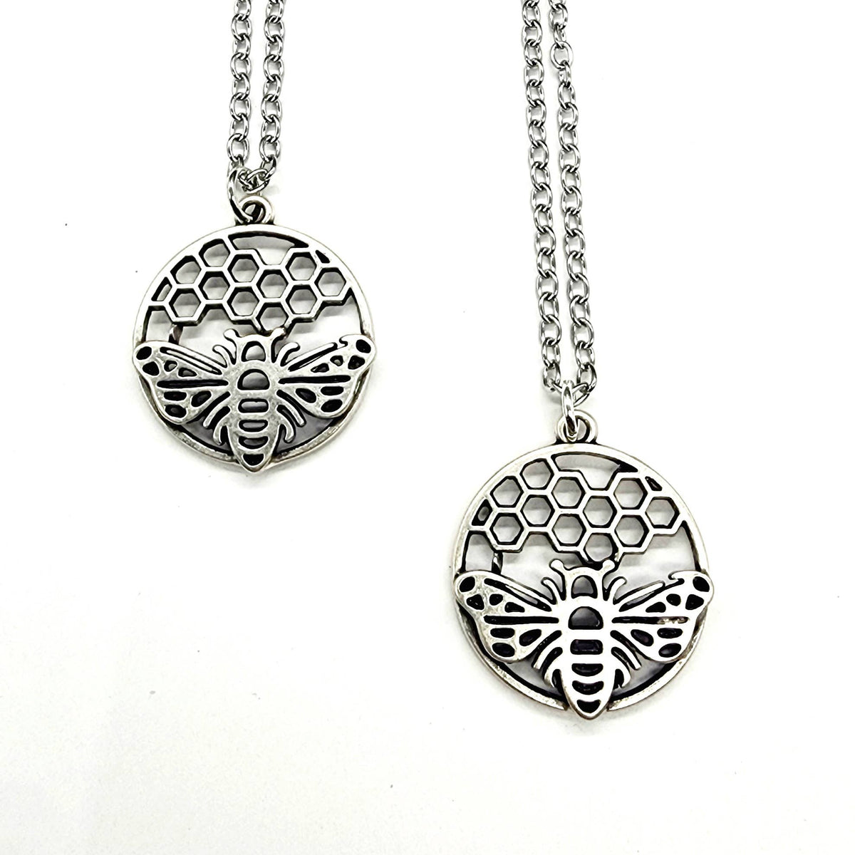 MergingMetals - Silver Honeybee Pendant Necklace