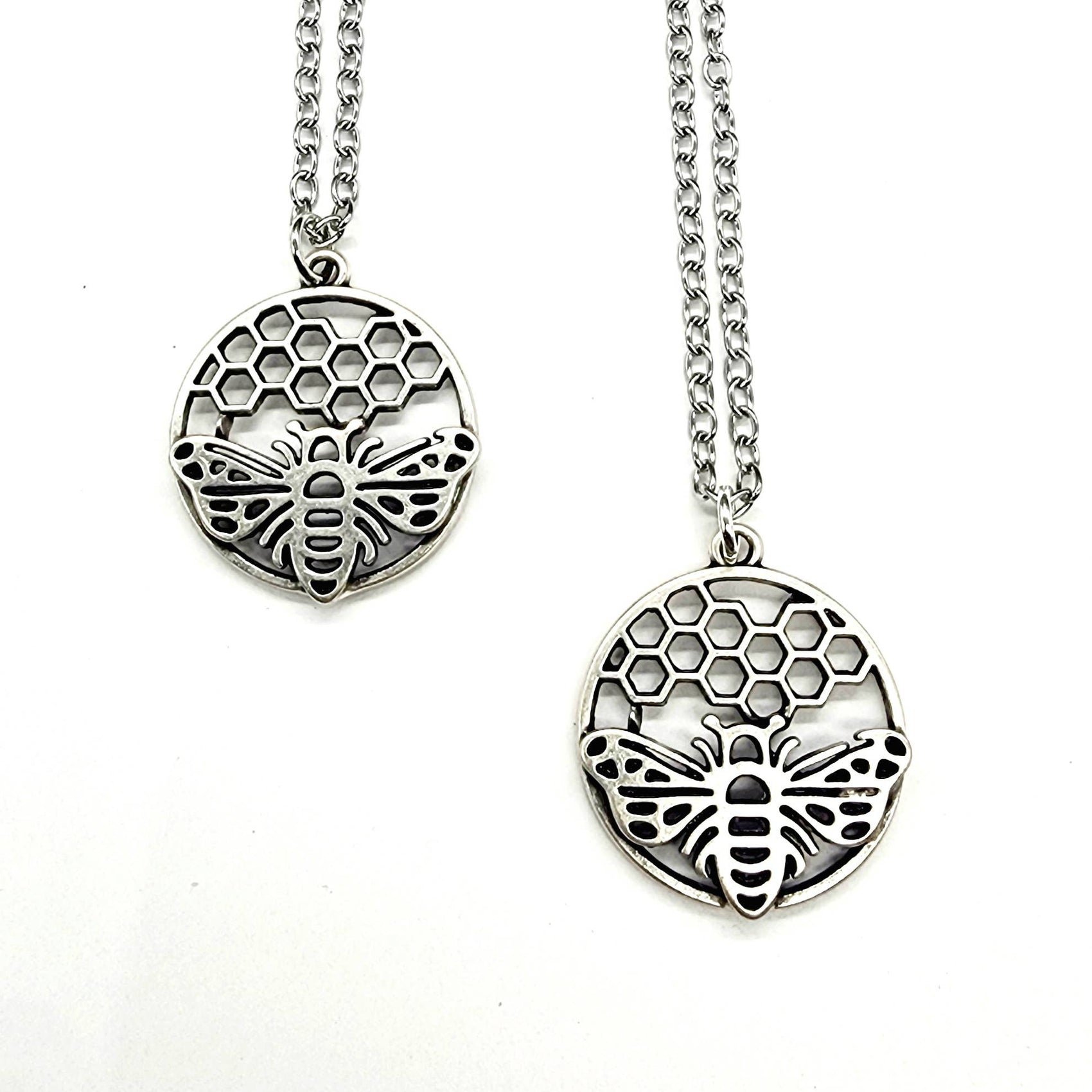 MergingMetals - Silver Honeybee Pendant Necklace