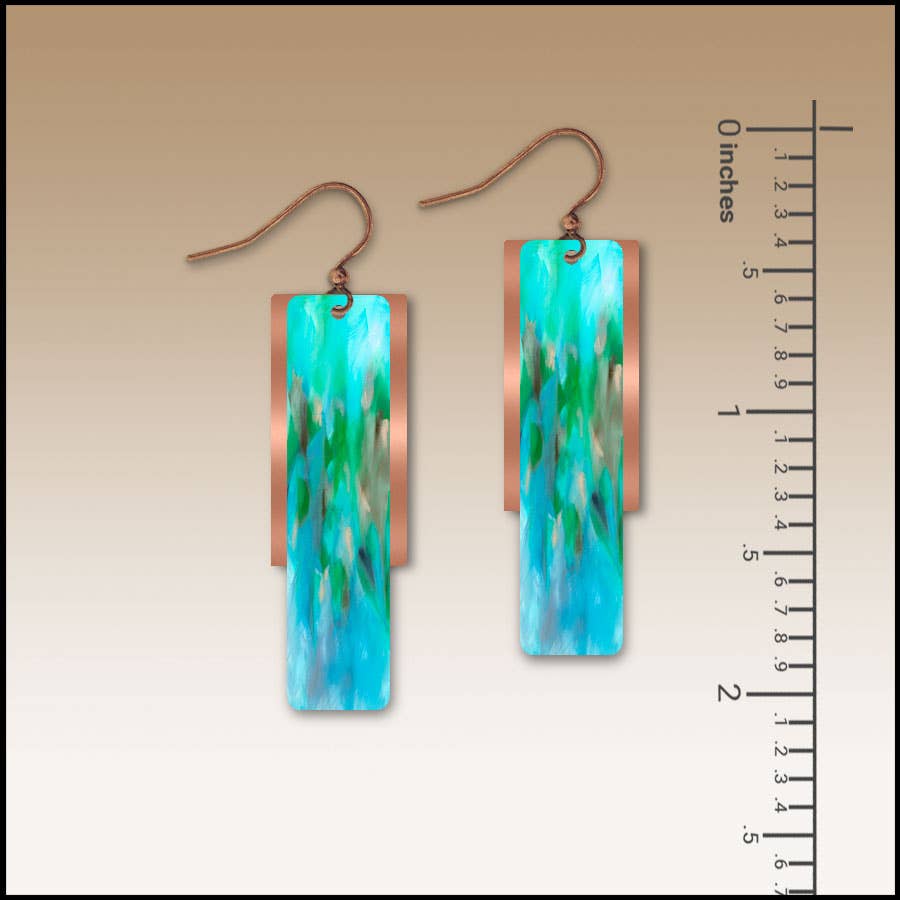 Illustrated Light & DC Designs - Aqua Abstract Copper Accent Multilayer Earrings