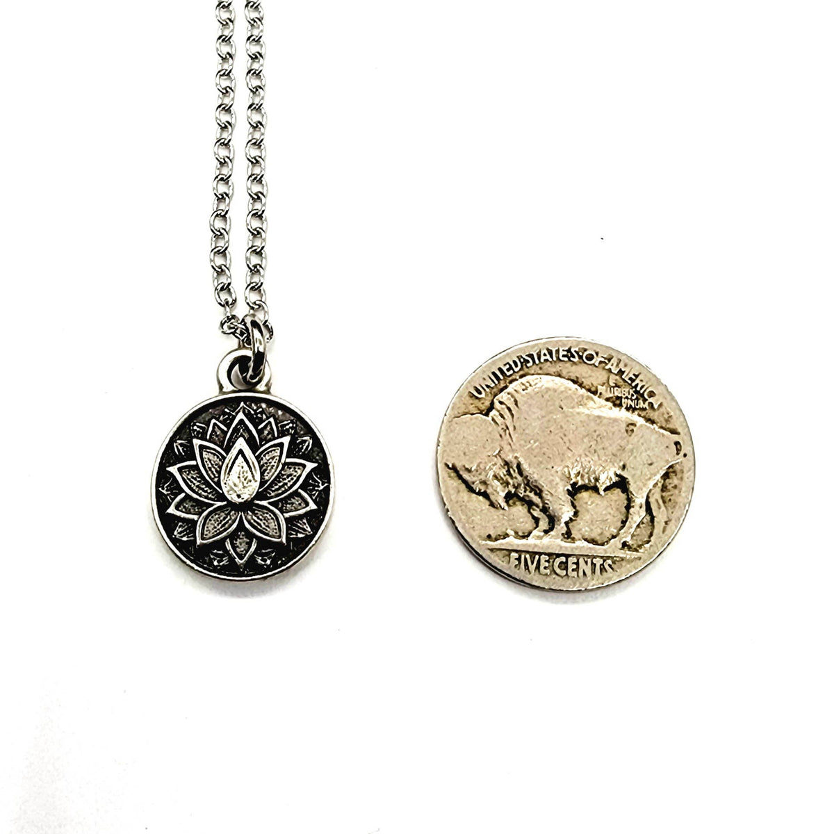 MergingMetals - “Inner Bloom” Silver Lotus Pendant Necklace