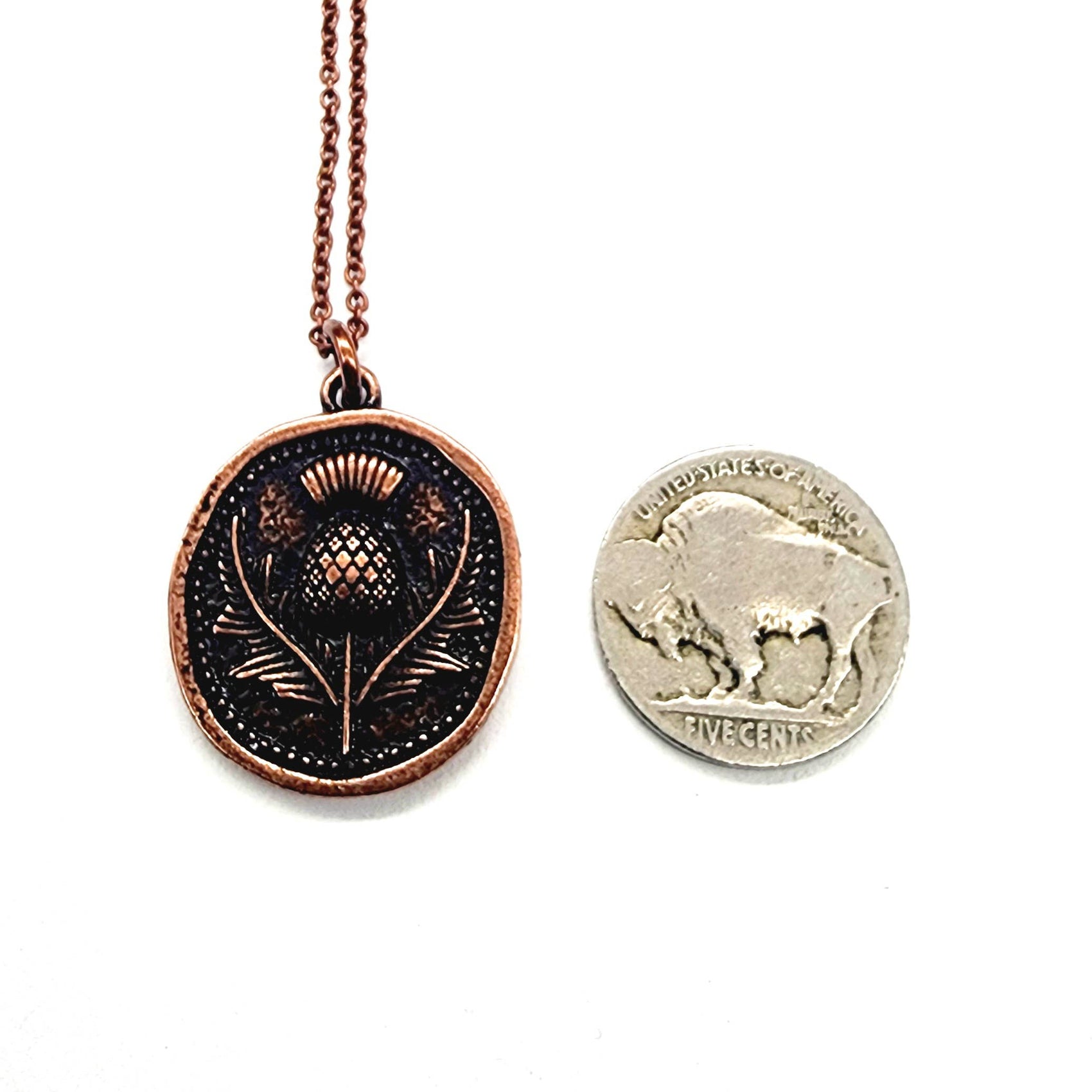 MergingMetals - Thistle Necklace - Antique Copper