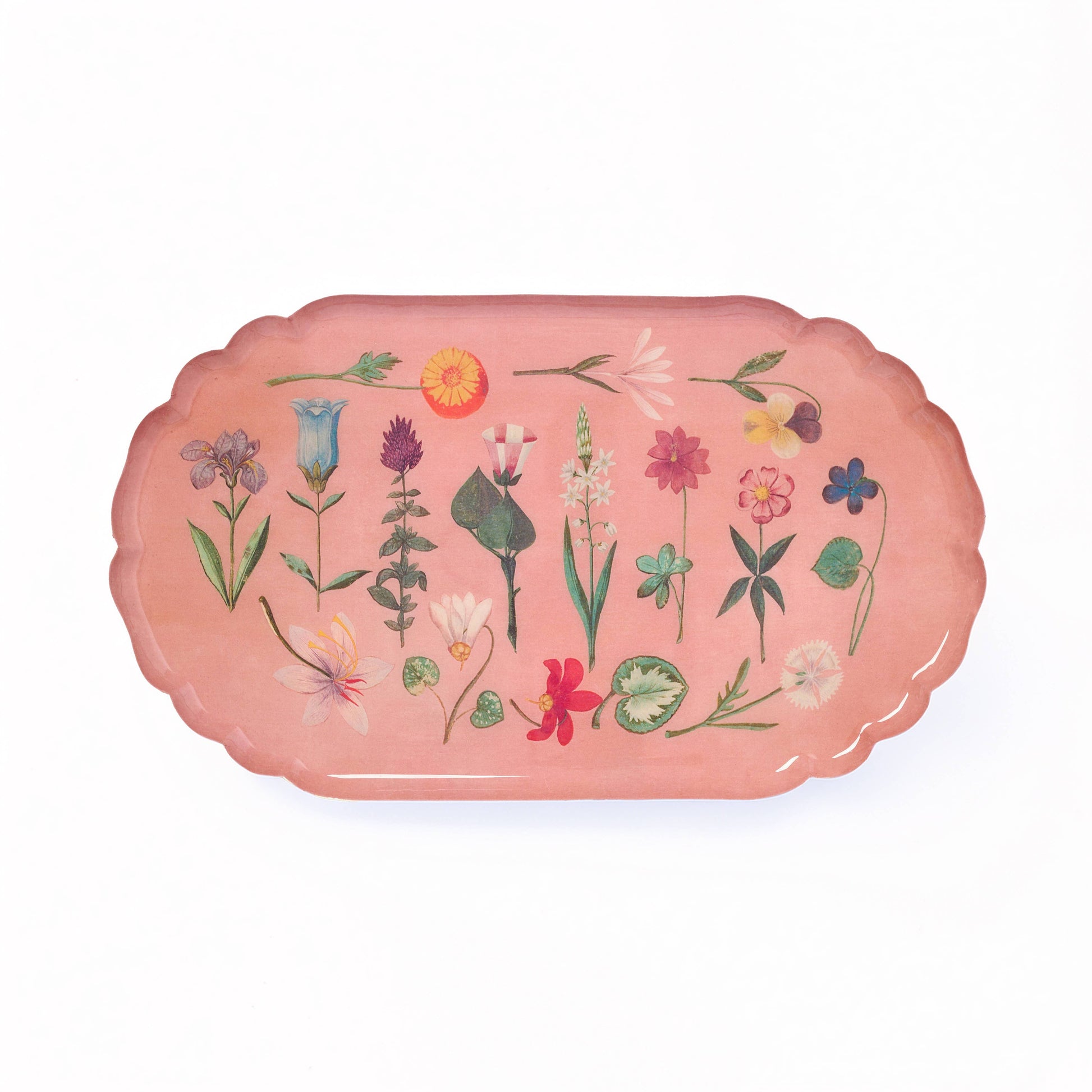 Roomytown Inc - Scalloped Enamel Tray - Festival of Flowers