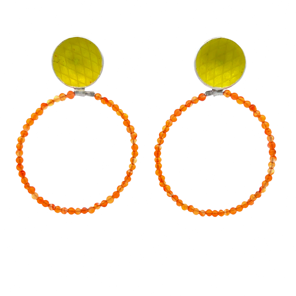 Sarah Perkins: Enamel and Carnelian Earrings