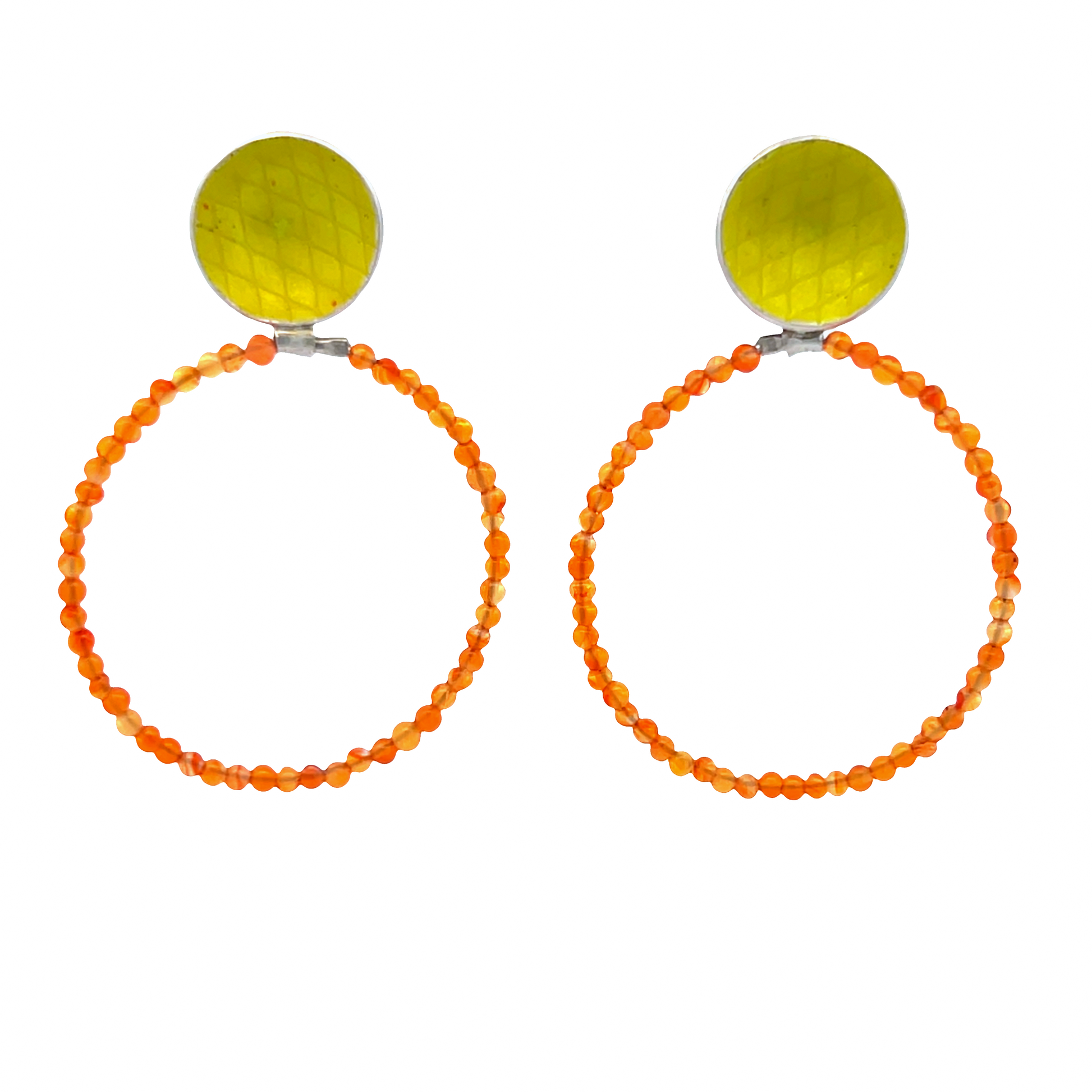 Sarah Perkins: Enamel and Carnelian Earrings