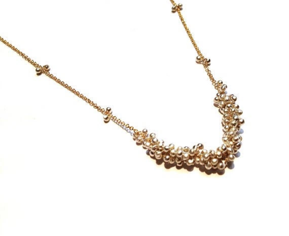 YedOmi Jewelry - Clustered Wisteria Necklace- 18 inches: 14k Rose Gold-filled and Sterling Silver
