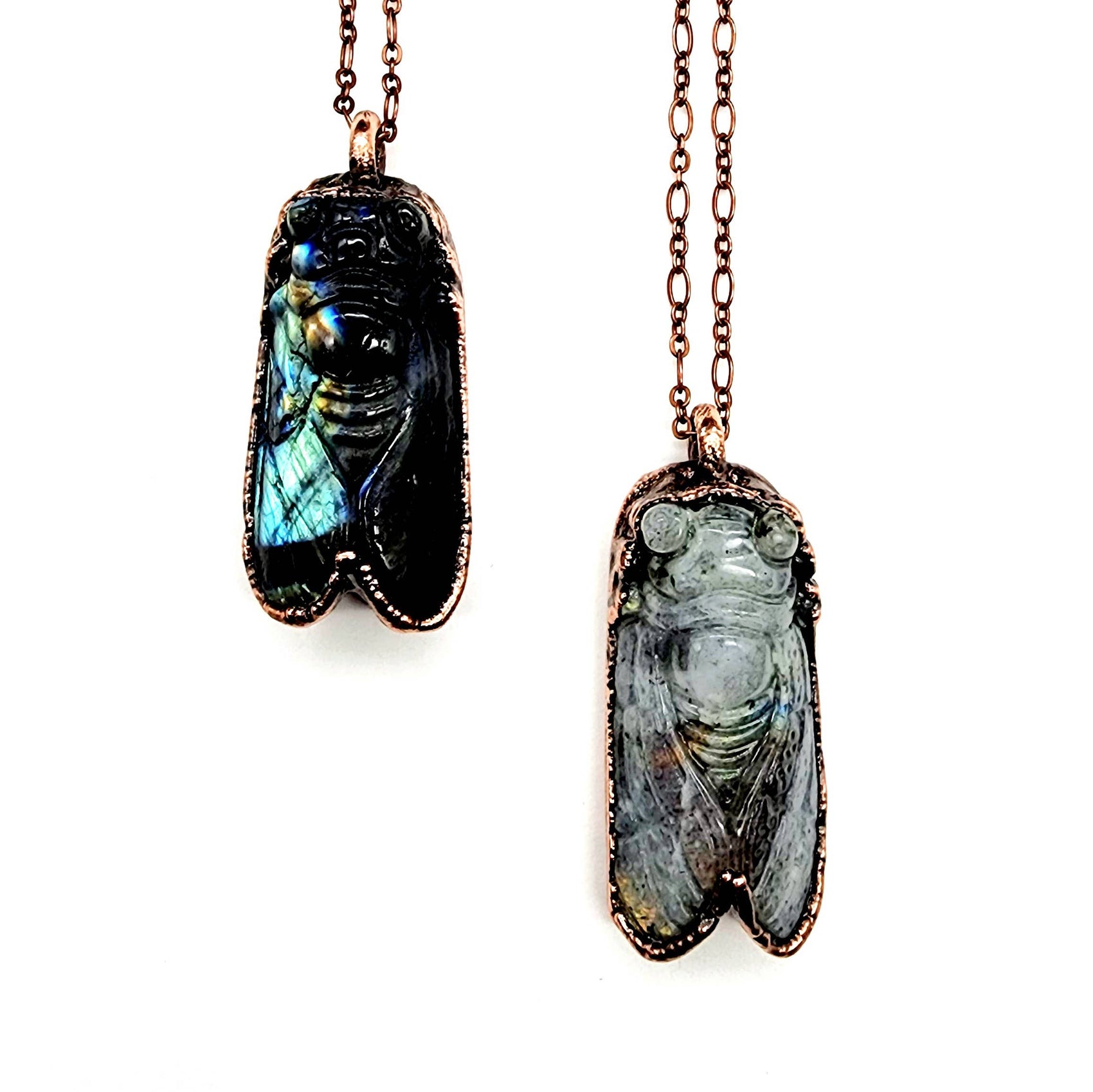MergingMetals - Labradorite Carved Cicada Necklace
