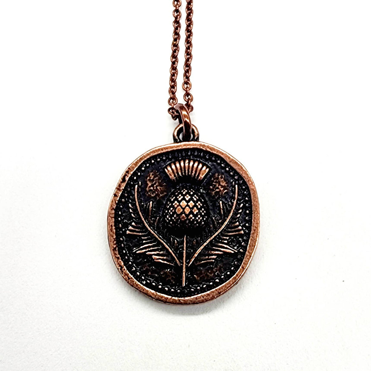 MergingMetals - Thistle Necklace - Antique Copper