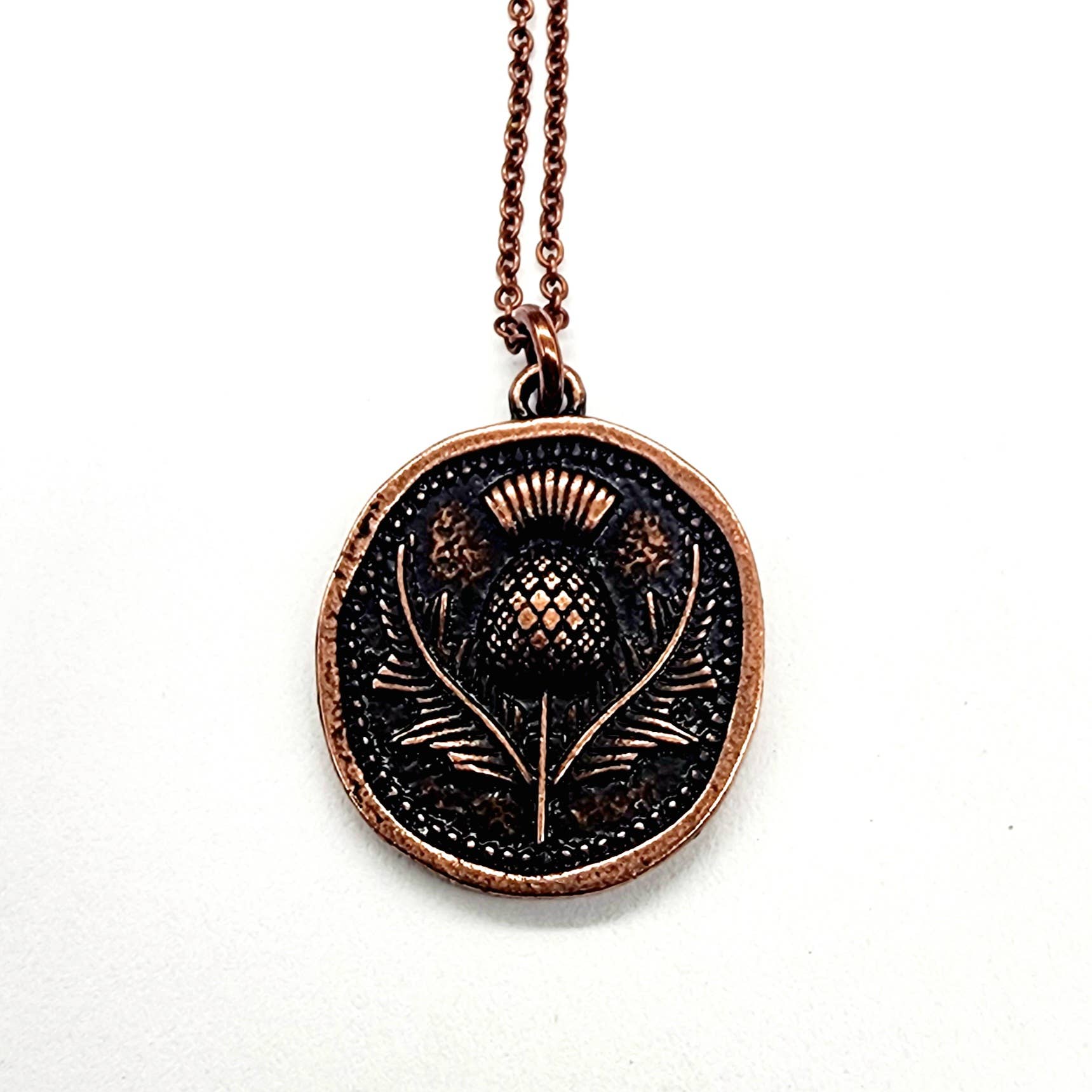 MergingMetals - Thistle Necklace - Antique Copper