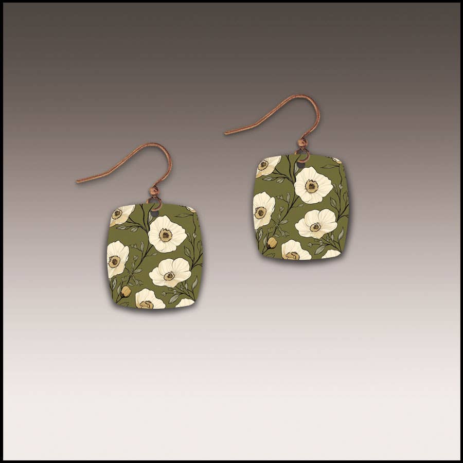 Illustrated Light & DC Designs - Olive Cottage Button Drop Handmade Earrings