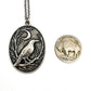 MergingMetals - Raven and Crescent Moon Antique Silver Pendant Necklace