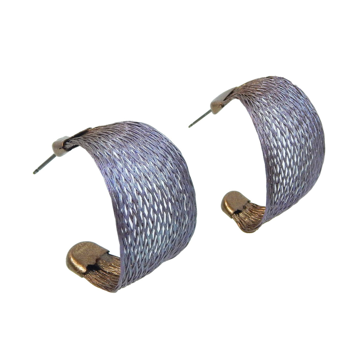 Sarah Cavender Metalworks - Wire Ribbon Classic Hoop Earrings: Antique Brass with Pale Peacock