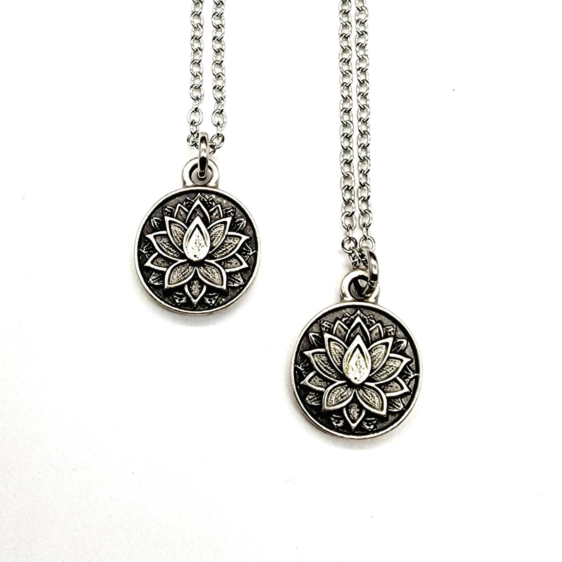MergingMetals - “Inner Bloom” Silver Lotus Pendant Necklace