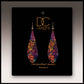 Illustrated Light & DC Designs - Purple Foliage Nature Long Drop Handmade Earrings