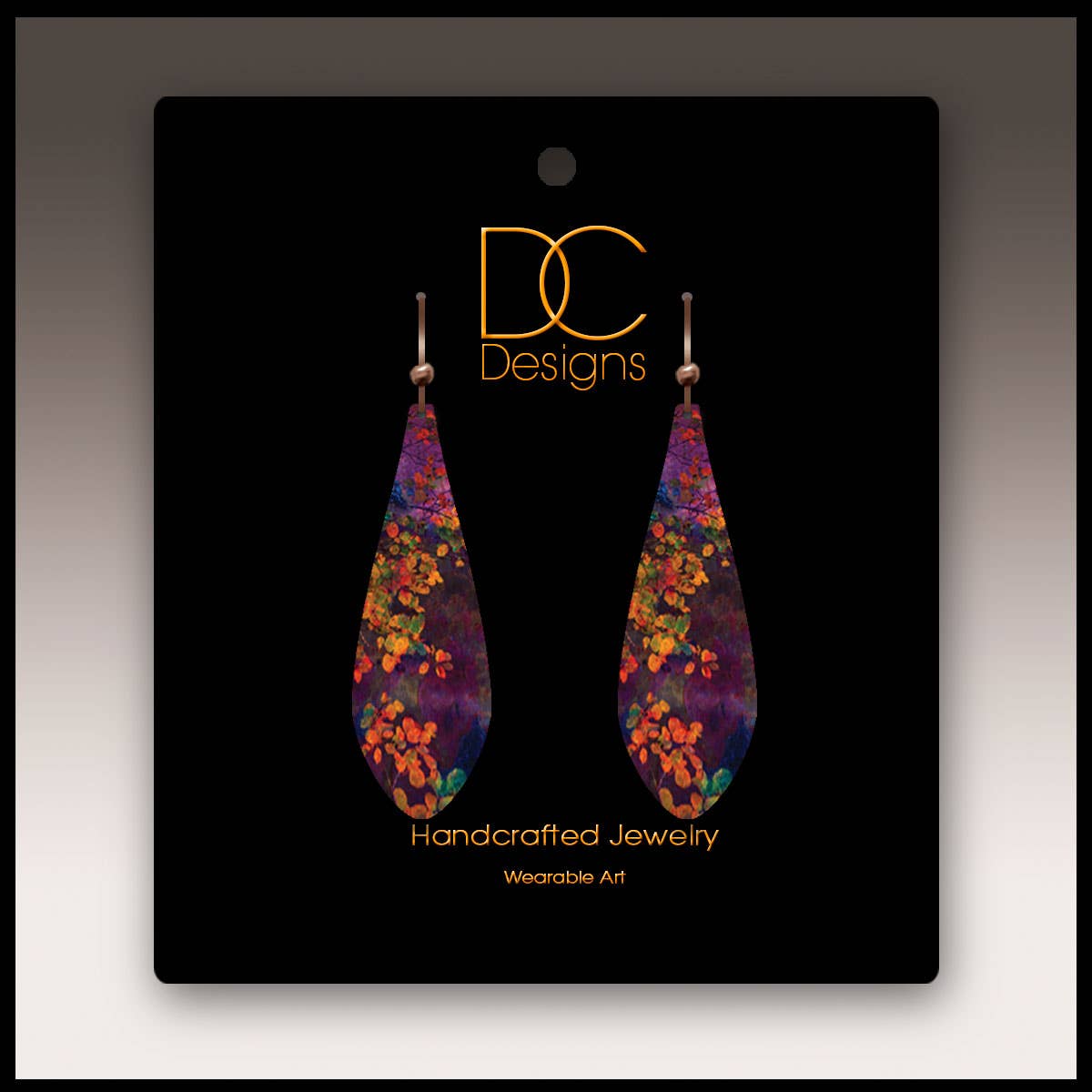 Illustrated Light & DC Designs - Purple Foliage Nature Long Drop Handmade Earrings