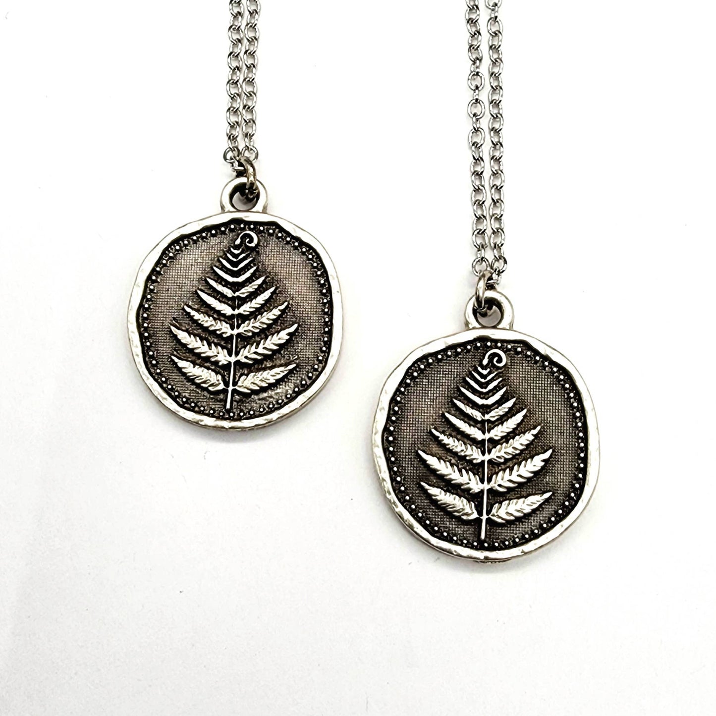 MergingMetals - Woodland Fern Pendant Necklace – Silver Forest Medallion