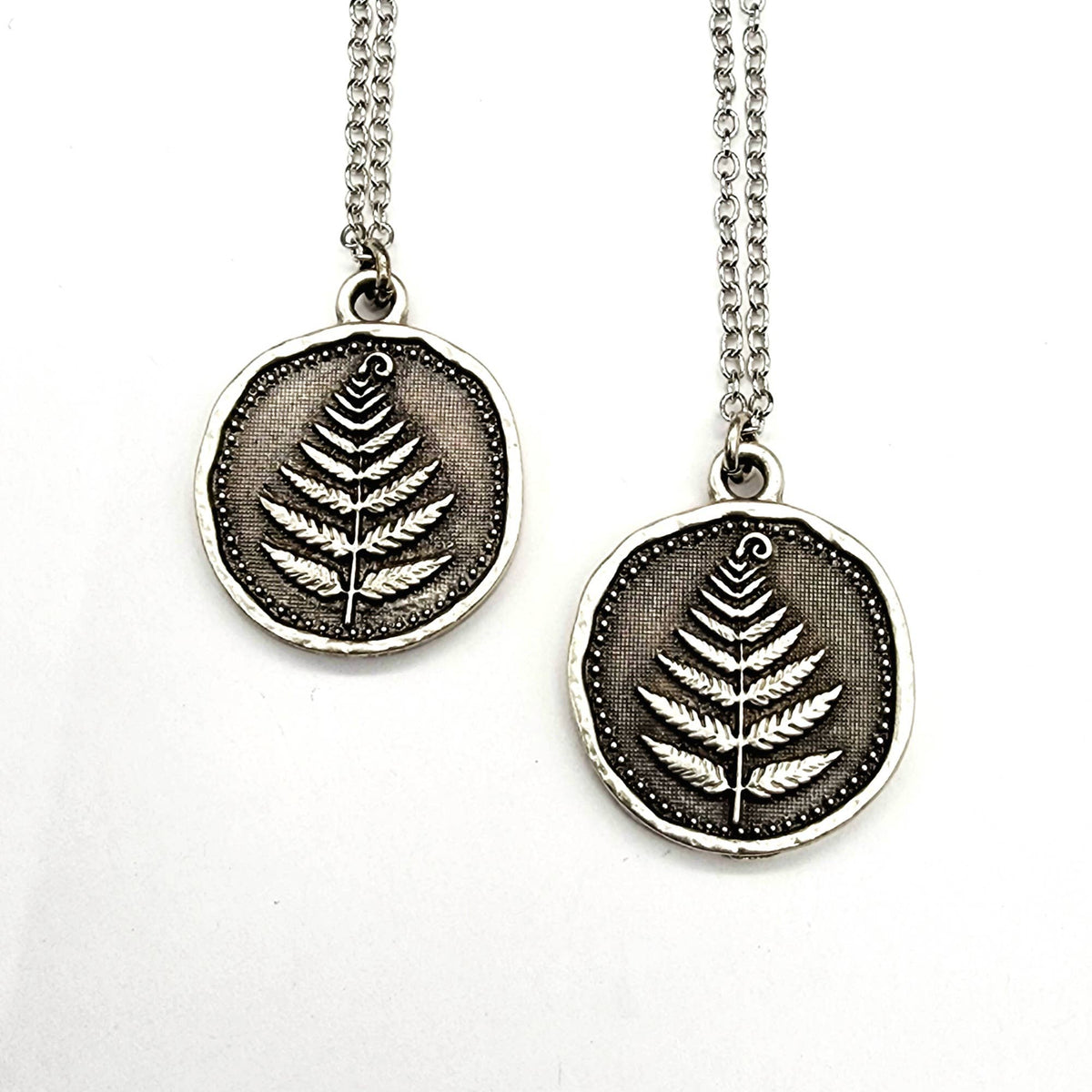 MergingMetals - Woodland Fern Pendant Necklace – Silver Forest Medallion