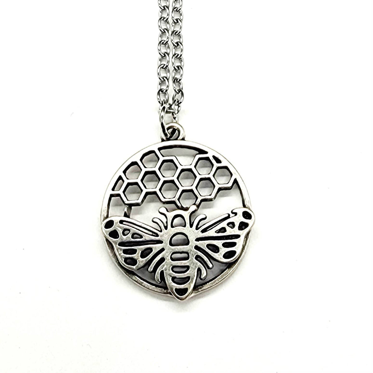 MergingMetals - Silver Honeybee Pendant Necklace