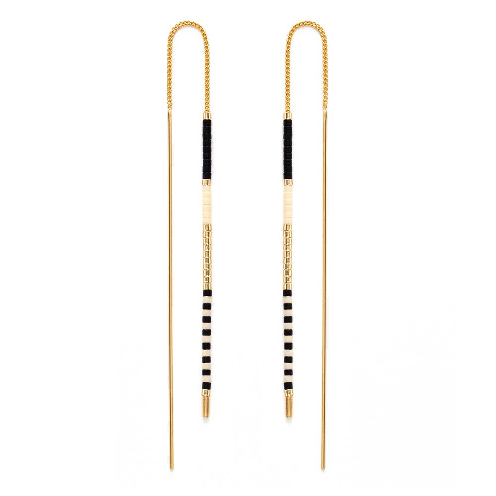 Amano Studio - Miyuki Seed Bead Threader Earrings: Champagne