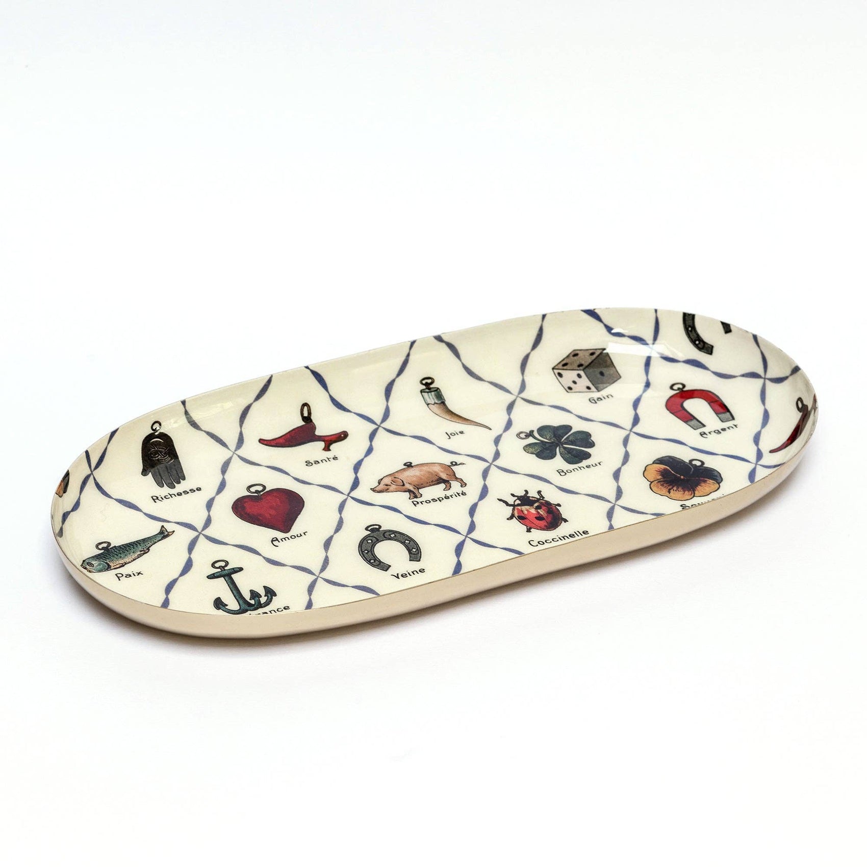 Roomytown Inc - Oval Enamel Tray - Charms