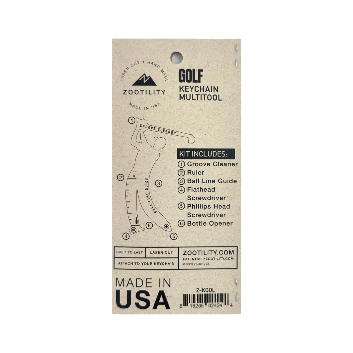 Zootility - Golf Key 6-in-1 Keychain Multi-Tool