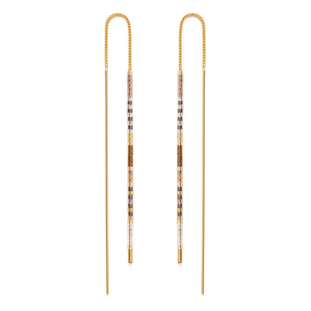 Amano Studio - Miyuki Seed Bead Threader Earrings: Champagne