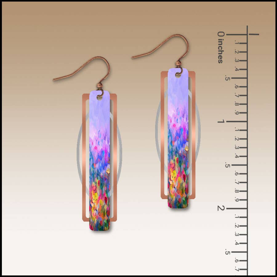Illustrated Light & DC Designs - Rainbow Floral Geometric Metal Accent Earrings