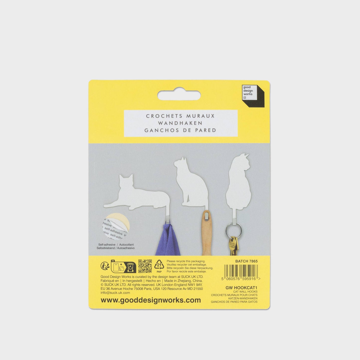 SUCK UK Ltd - USA - Cat Wall Hooks – Hang your stuff on their tails