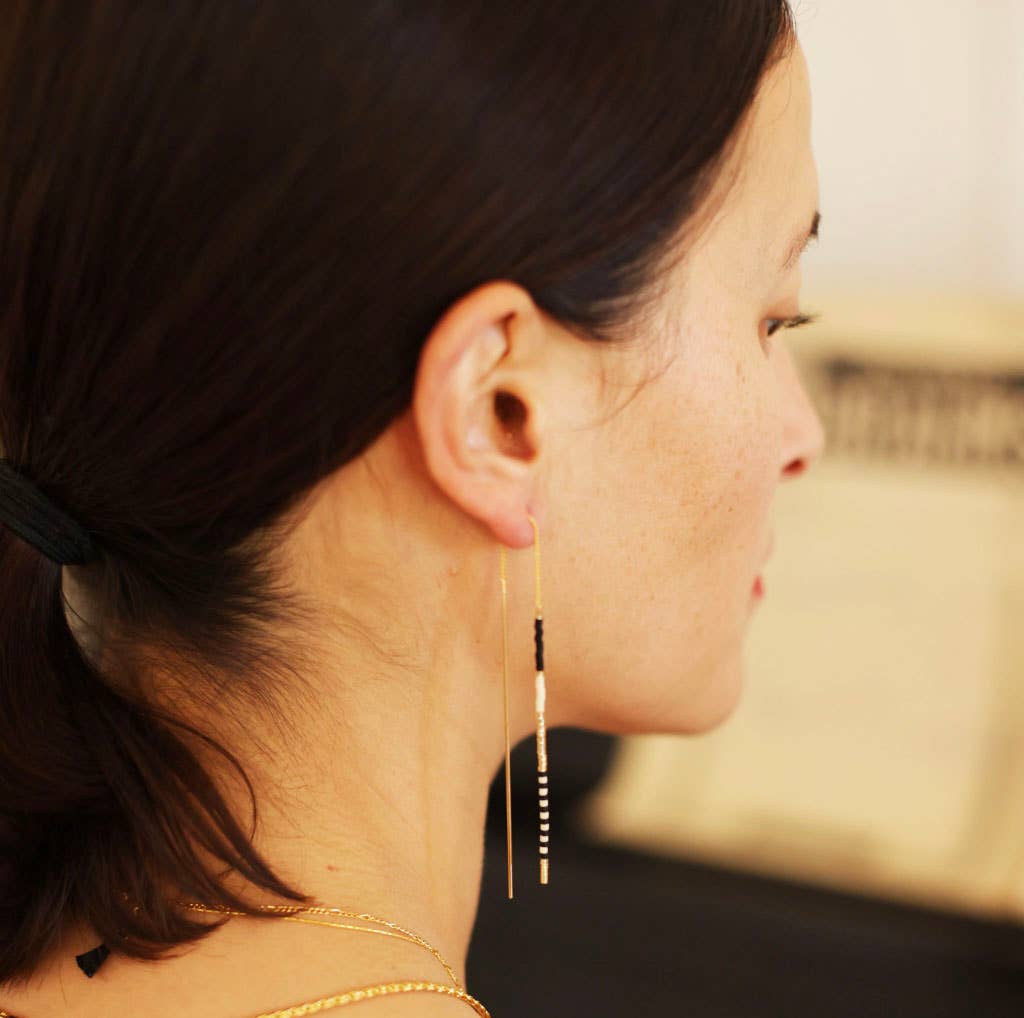 Amano Studio - Miyuki Seed Bead Threader Earrings: Champagne