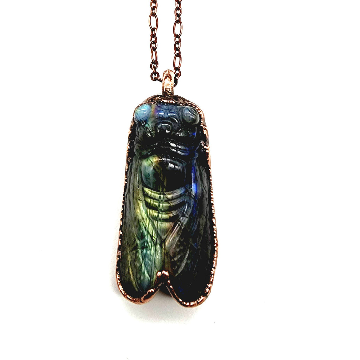 MergingMetals - Labradorite Carved Cicada Necklace