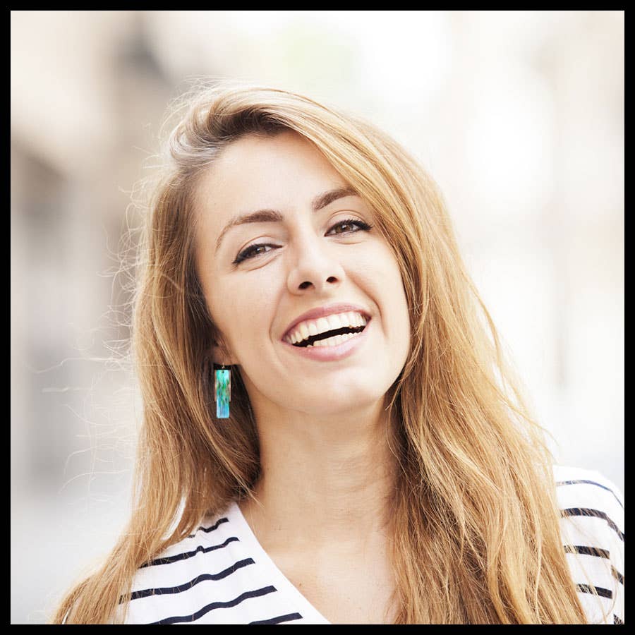 Illustrated Light & DC Designs - Aqua Abstract Copper Accent Multilayer Earrings