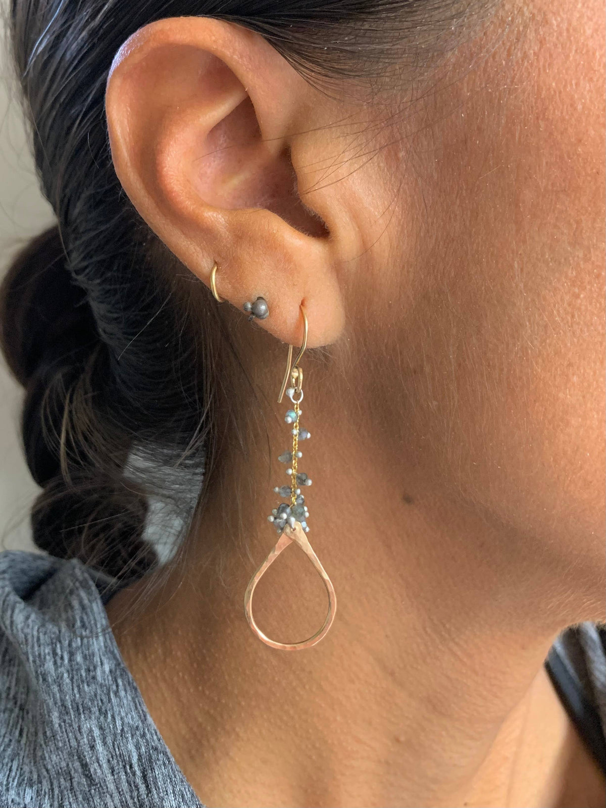 YedOmi Jewelry - Labradorite Tear Duster Earrings: Sterling Silver