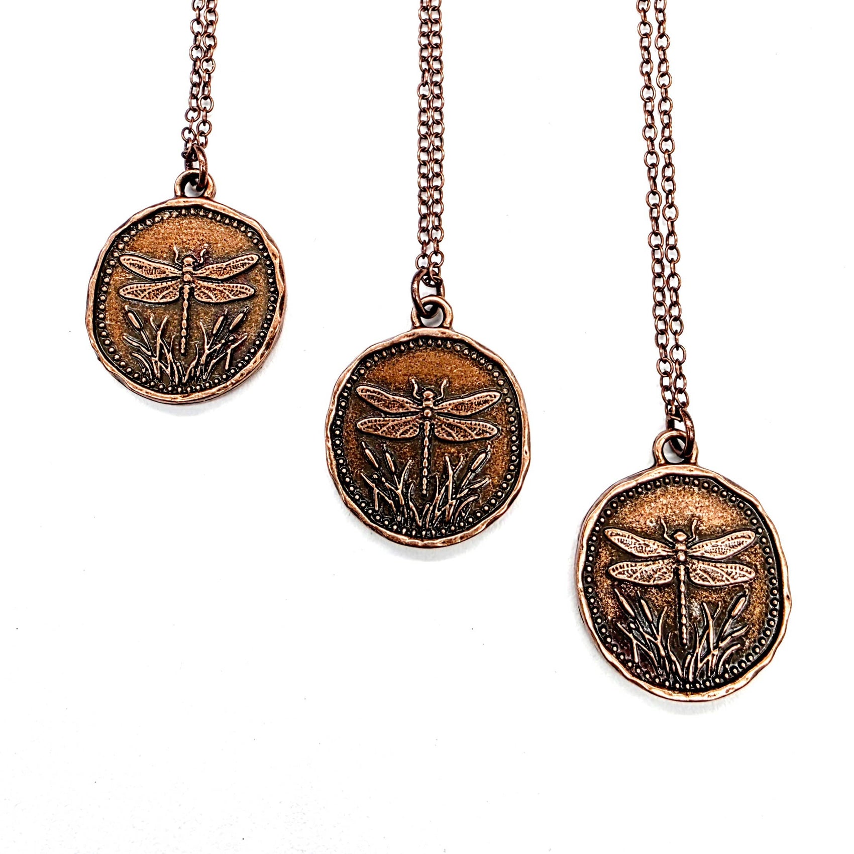 MergingMetals - Stillwater Dragonfly Antique Copper Medallion Necklace