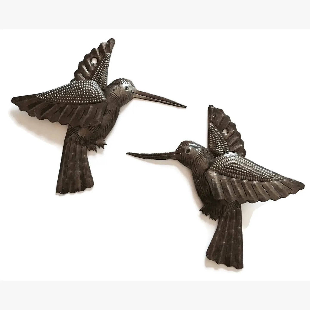 Haiti Fair Trade~ It's Cactus - 6" Set of 2 Hummingbirds, 3D Wings, Home Garden Accent