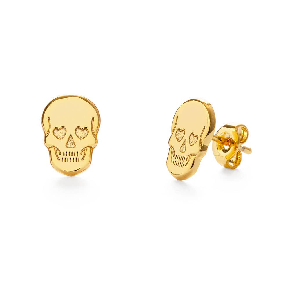 Amano Studio - Skull w/ Heart Eyes Stud Earrings