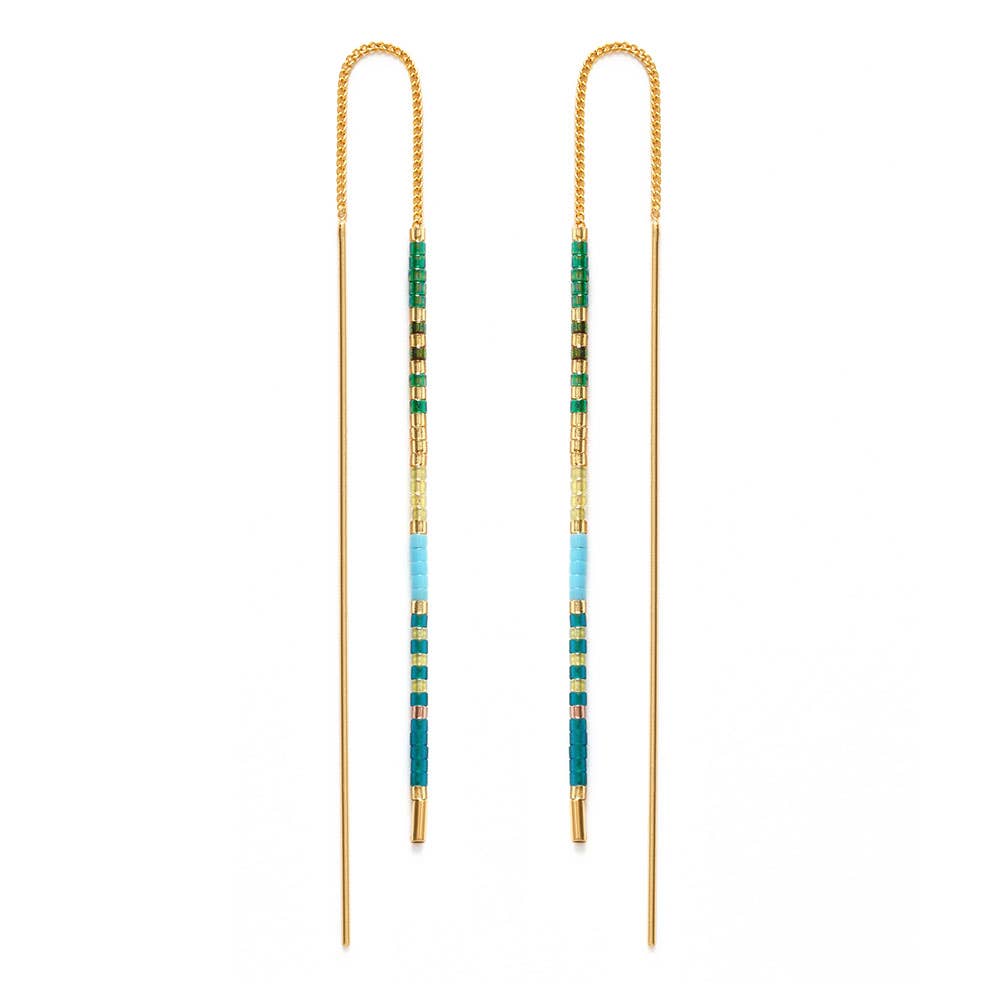 Amano Studio - Miyuki Seed Bead Threader Earrings: Sky