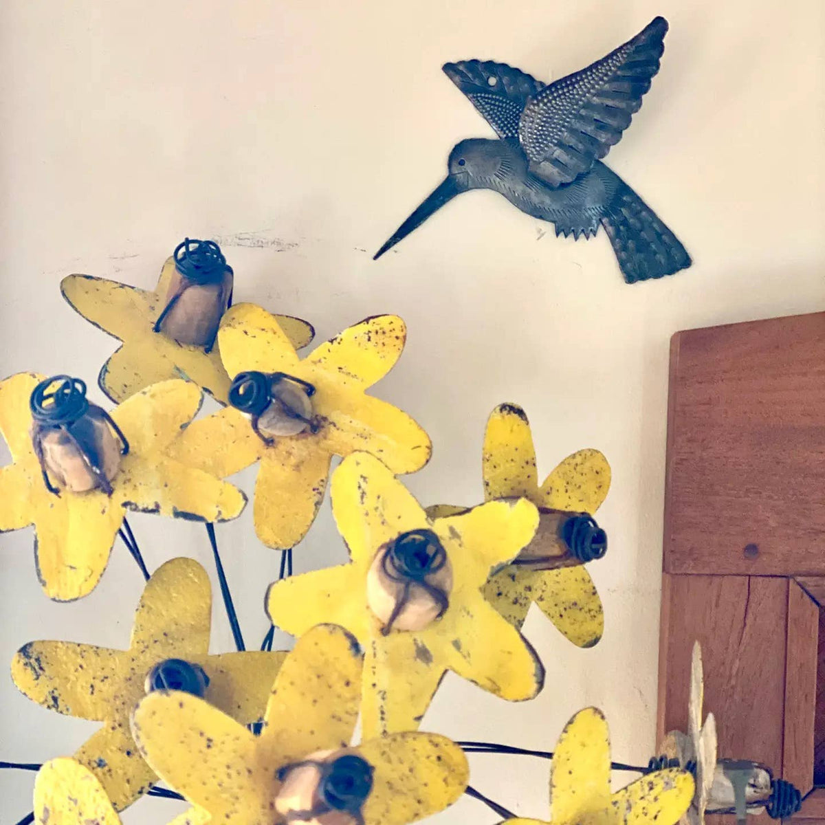 Haiti Fair Trade~ It's Cactus - 6" Set of 2 Hummingbirds, 3D Wings, Home Garden Accent