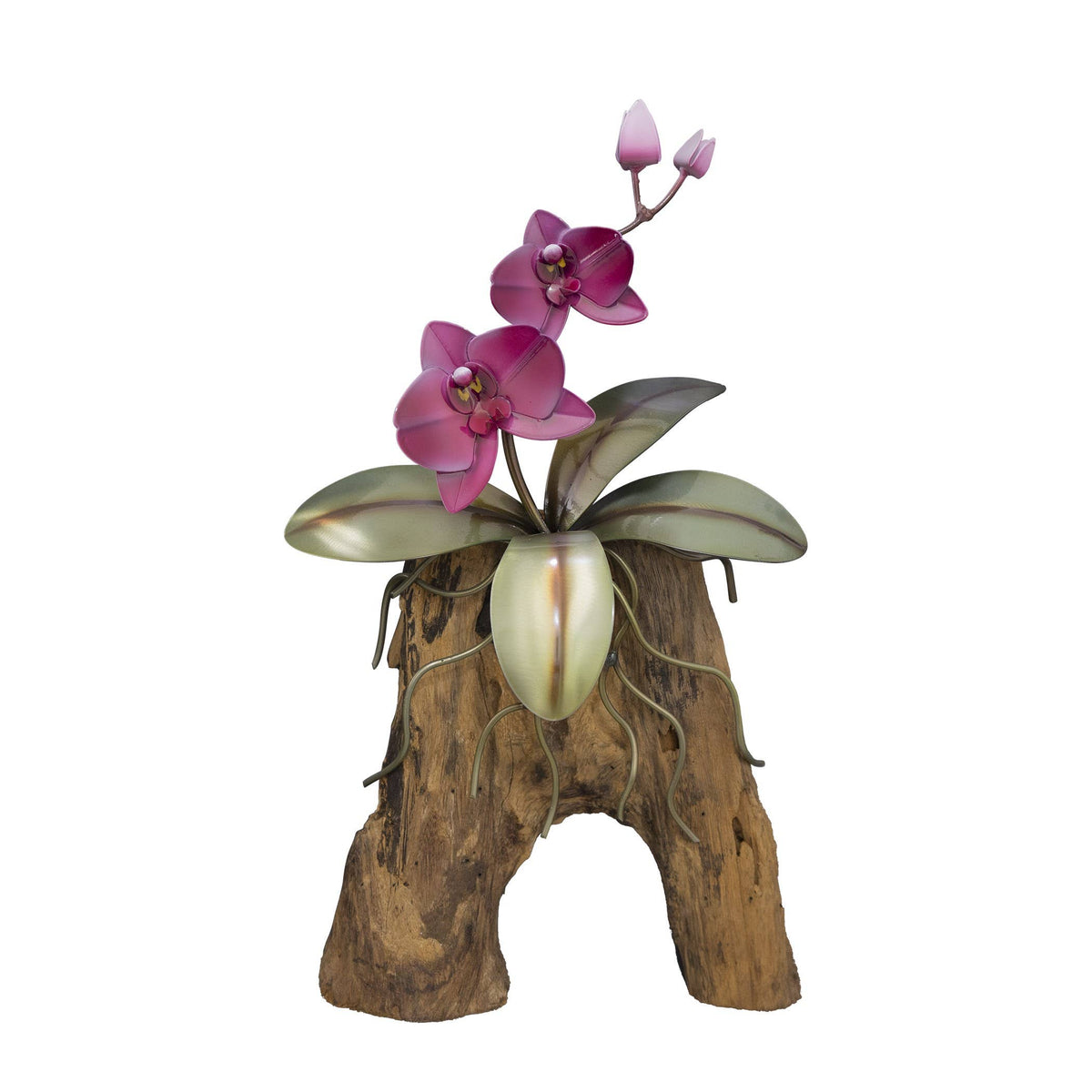 Copper Art -Pink Phaleanopsis Orchid Copper Wall Piece on Teak Wood