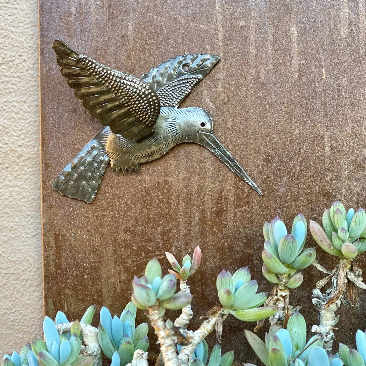 Haiti Fair Trade~ It's Cactus - 6" Set of 2 Hummingbirds, 3D Wings, Home Garden Accent