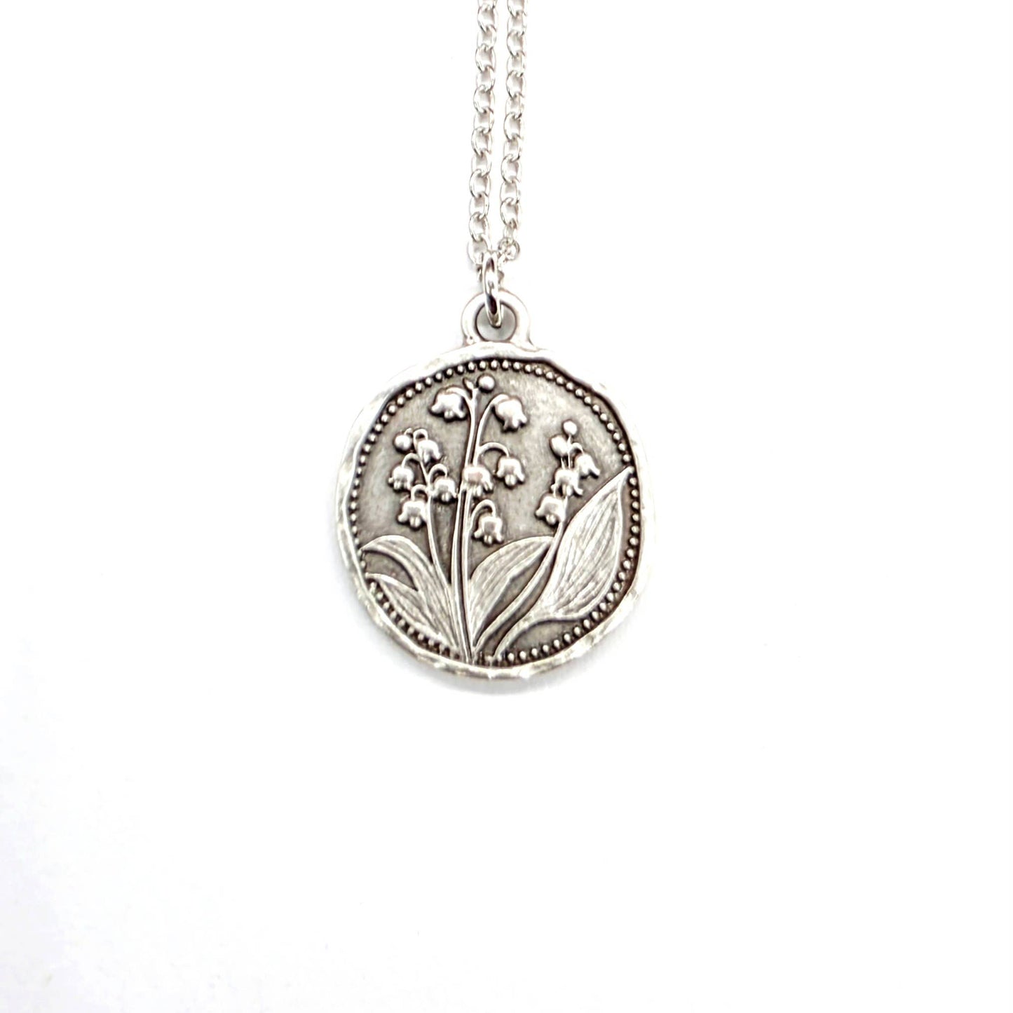 MergingMetals - Antique Silver Lily of the Valley Medallion Necklace
