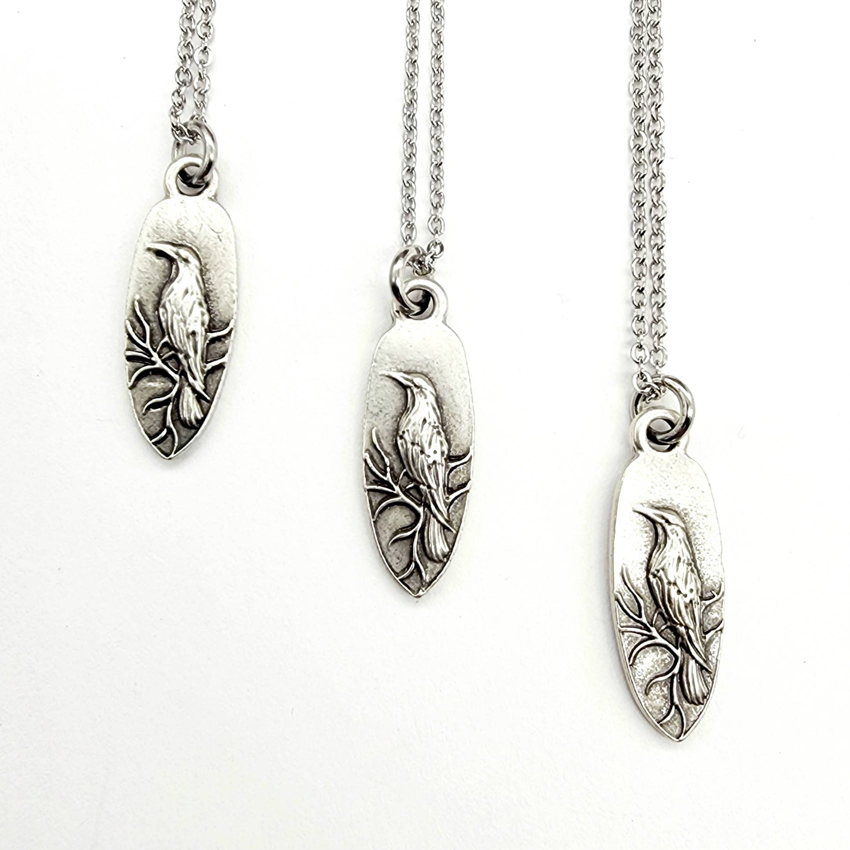 MergingMetals - Antique Silver Whispering Raven Pendant Necklace