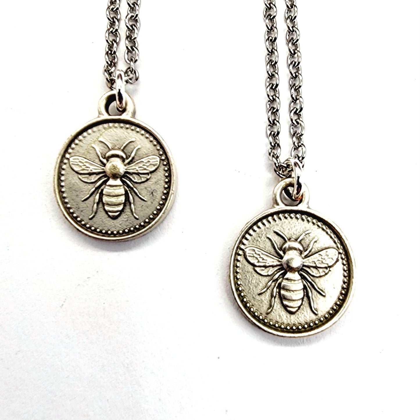 MergingMetals - Silver Honeybee Coin Necklace