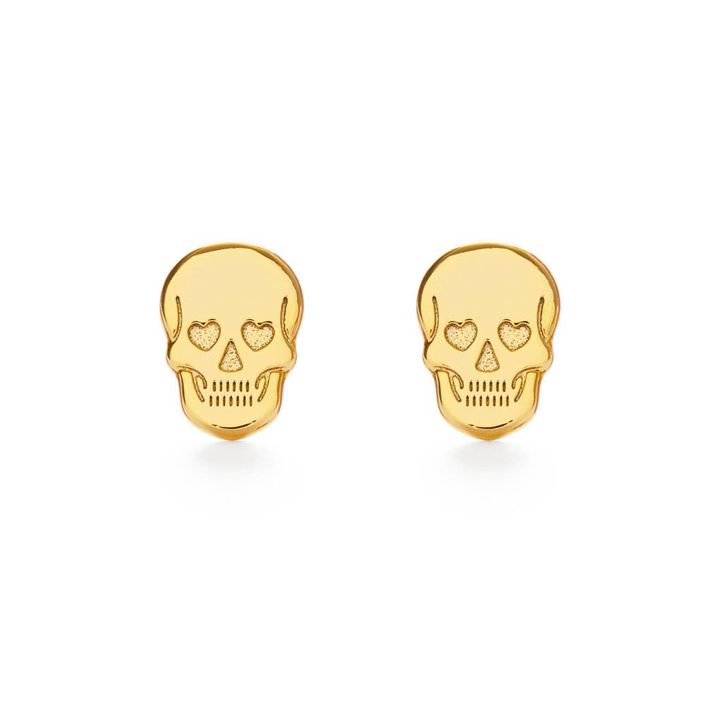 Amano Studio - Skull w/ Heart Eyes Stud Earrings
