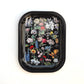 Small Metal Black Fleurs Tray / Vintage Flower Floral Dish