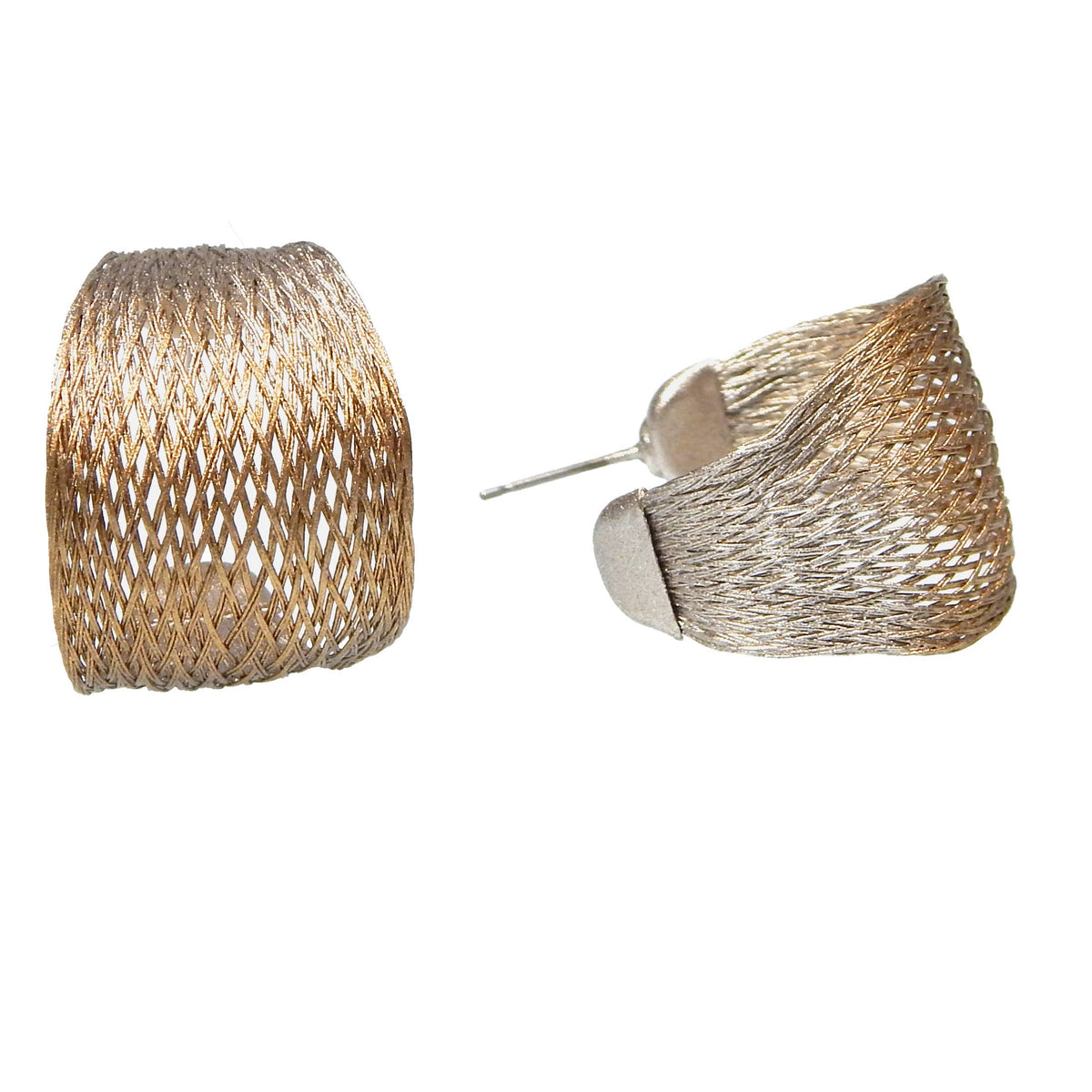 Sarah Cavender Metalworks - Wire Ribbon Classic Hoop Earrings: Silver with Gold