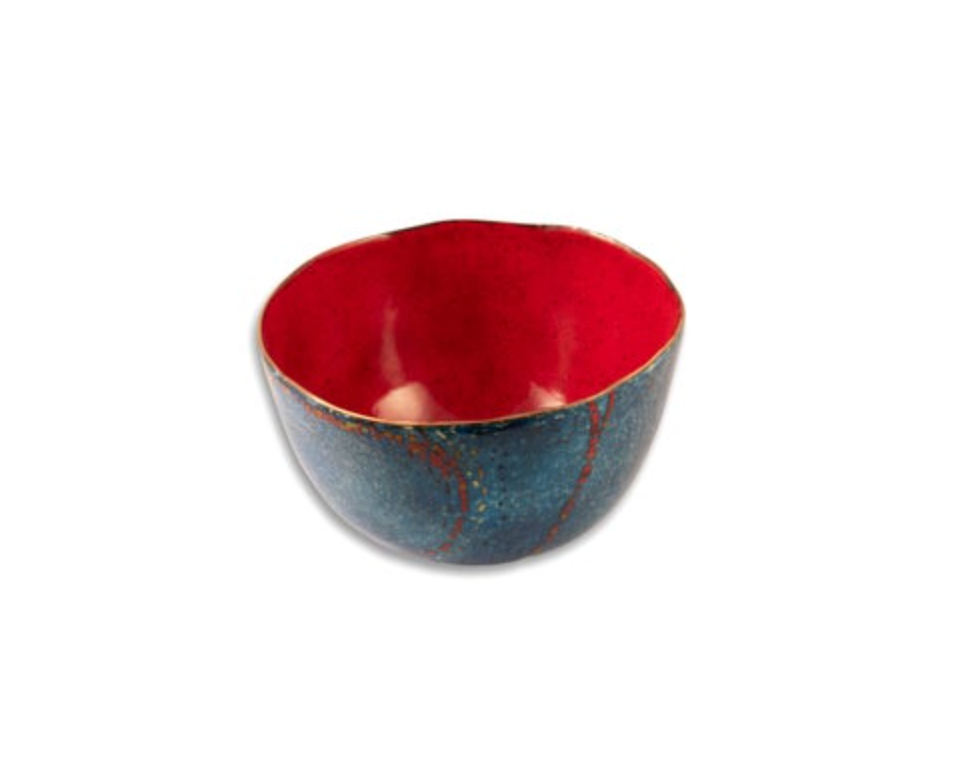 Sarah Perkins: Red And Turquoise Foil Bowl