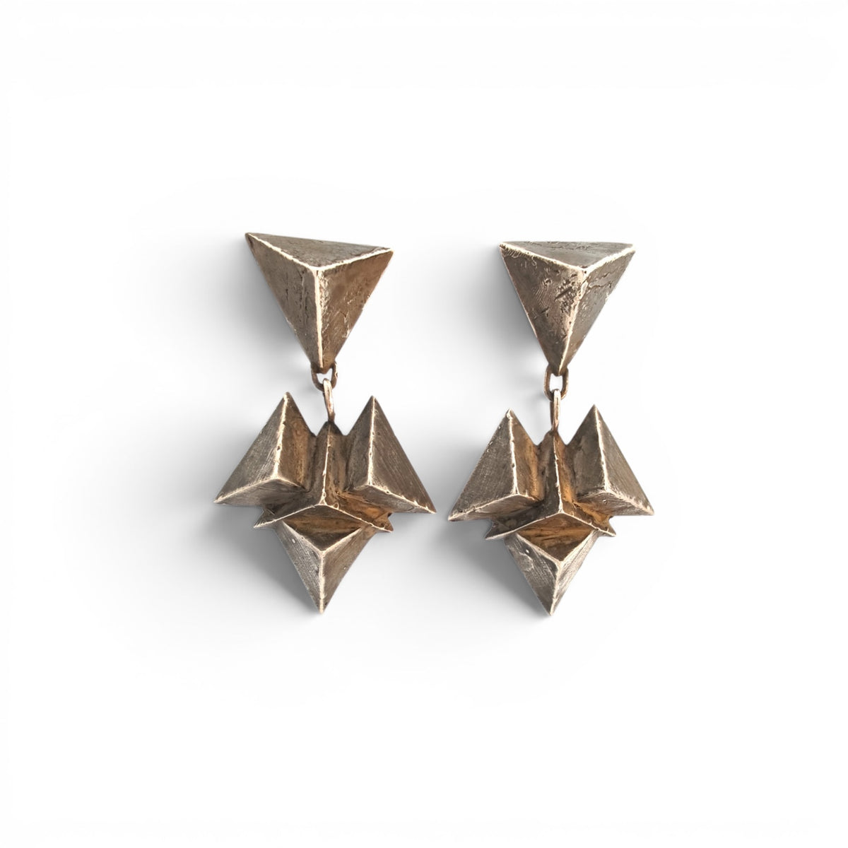 Zula:Stacked Triangle Statement Earrings