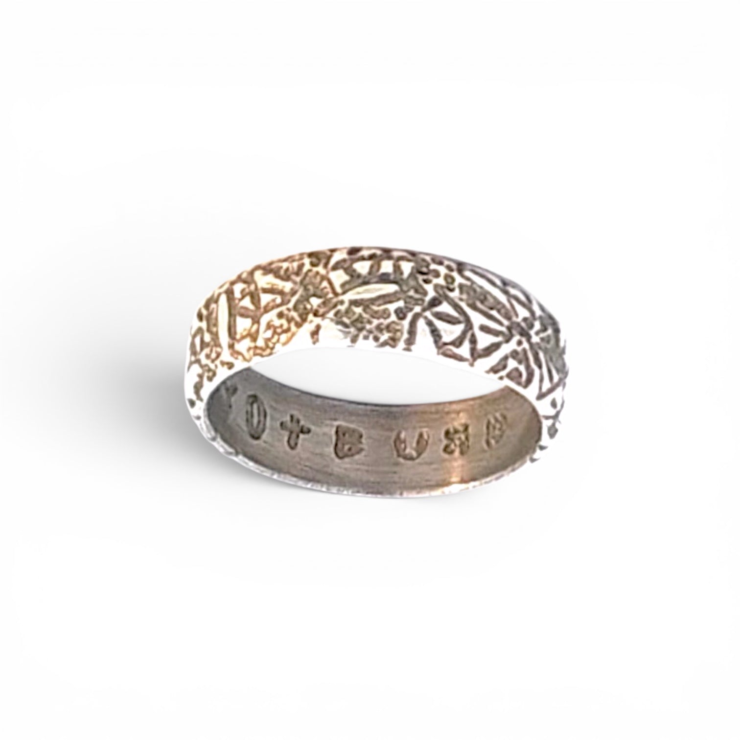 Zachery Lechtenberg: Hand Etching, Gem Band Ring size 7.75