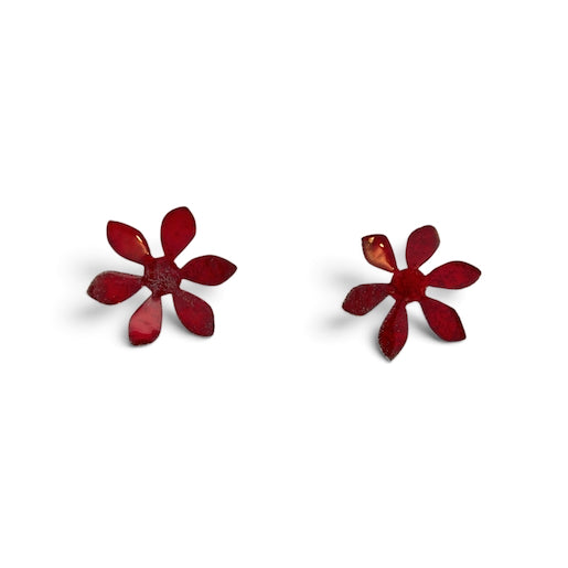 Deitra Blackwell: Enamel Flower Studs, Red