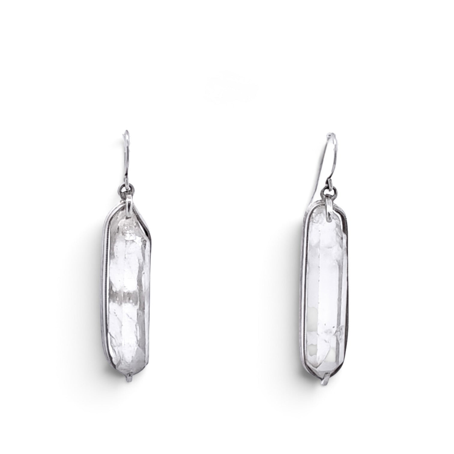 Robert Thomas Mullen: Rock Crystal and Sterling Silver Earrings