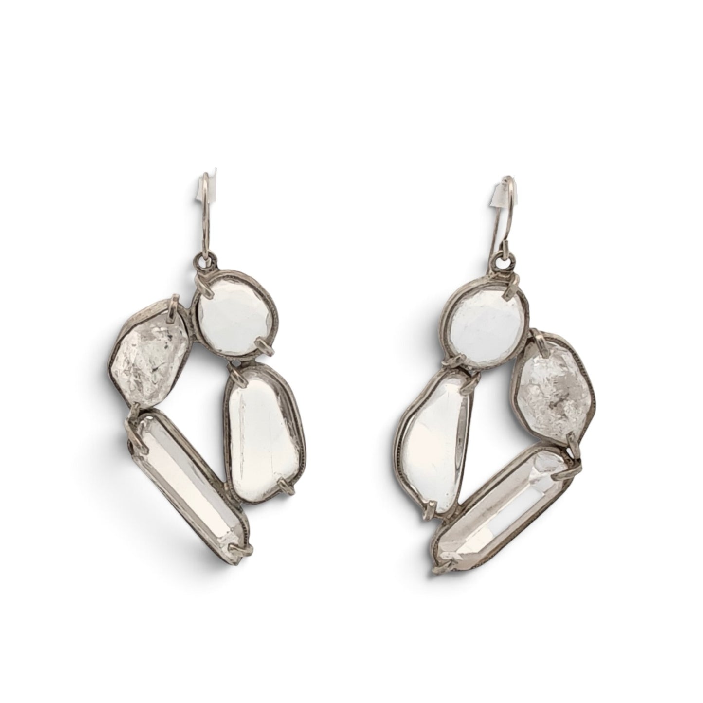 Robert Thomas Mullen: Rock Crystal, Diamond Quartz, and Sterling Silver Earrings